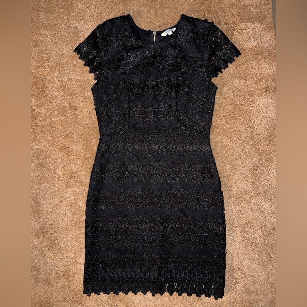 Francesca’s black dress size small and never worn! Pretty lace detail all over.